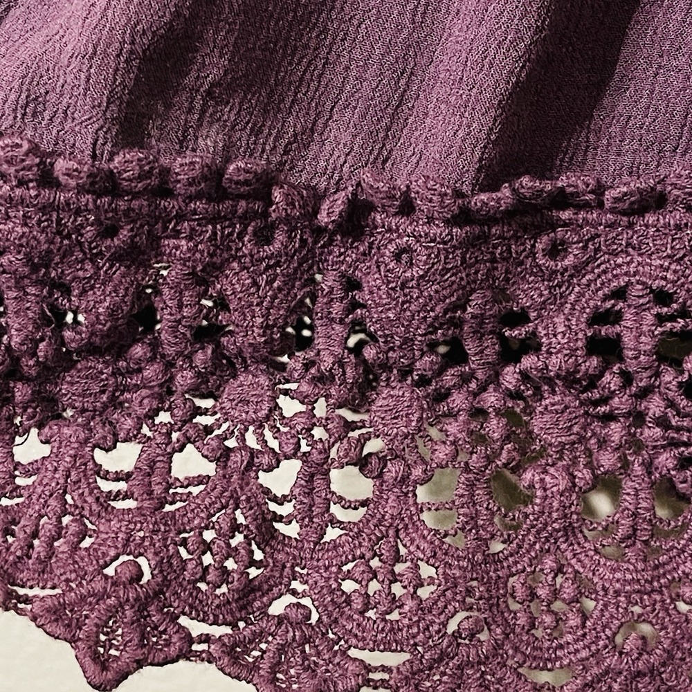 Knox Rose Top Crushed Velvet Floral Embroidery & Lace Purple Plum Women's Size S - Picture 3 of 11